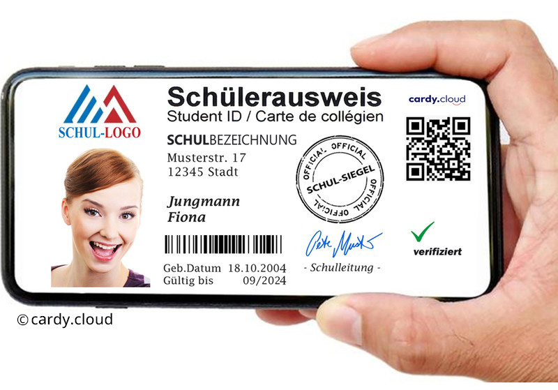 Ansicht Digitaler Schülerausweis auf einem Smartphone.